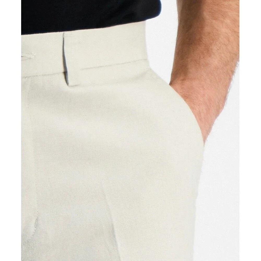 $95 NEW KENNETH COLE REACTION Mens 30x32 Beige Cotton/Linen Khaki/Chino Pants - Picture 8 of 10